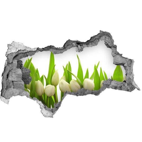 3D sticker gat in stenen muur Bloemen in de tuin