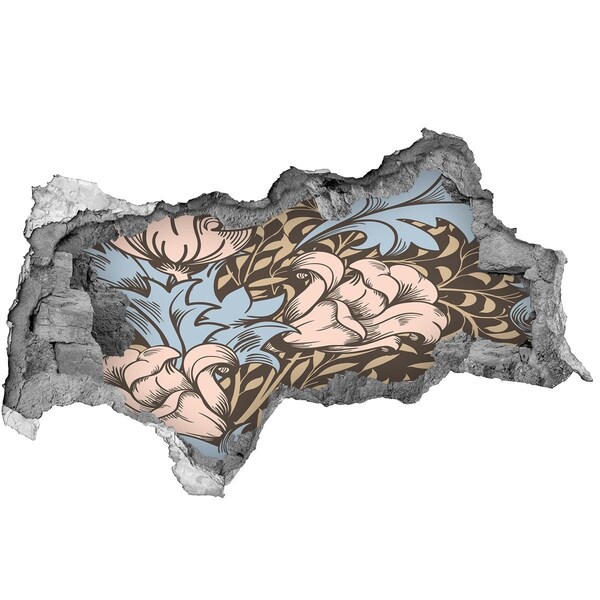 Naklejka 3D dziura na ścianę Kwiatowy wzór w dziurze w ścianie