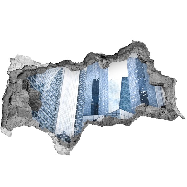 Zelfklevende 3D wandsticker illusie Moderne architectuur in het stedelijk landschap