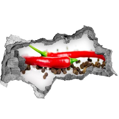 3D muursticker gescheurde muur Pittige kruiden in de keuken