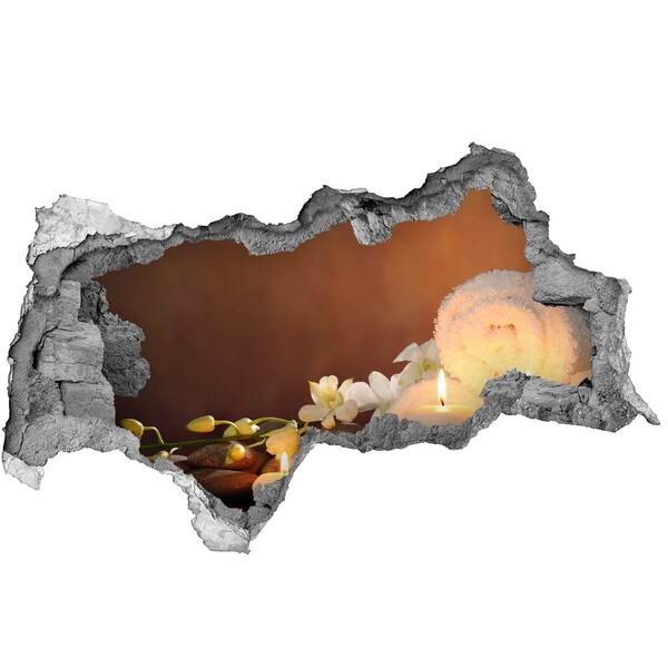 3D sticker gat in stenen muur Ontspan in de spa.