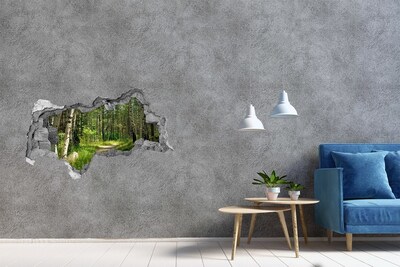 Zelfklevende 3D wandsticker illusie Gat in de Muur Bospad