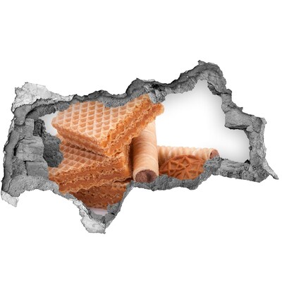 Naklejka 3D dziura na ścianę Słodkie Wafle w Dziurze