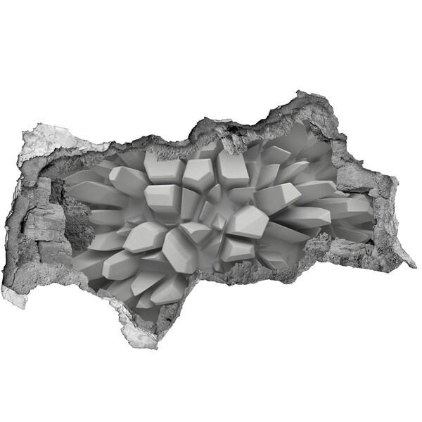 Wandsticker 3D doorkijk Gebroken kristallen muur