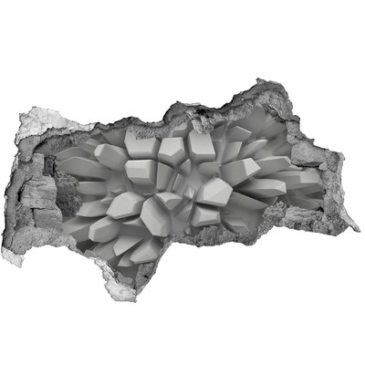 Dziura 3d fototapeta naklejka Złamana ściana z kryształami