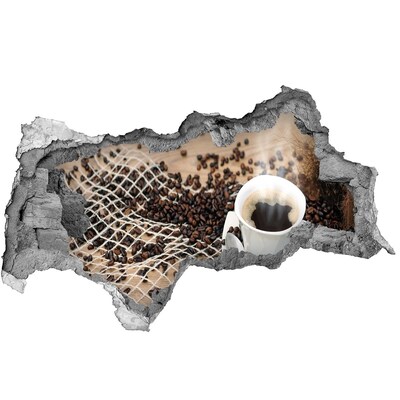 3D muursticker gescheurde muur Koffie in een thuiscafé