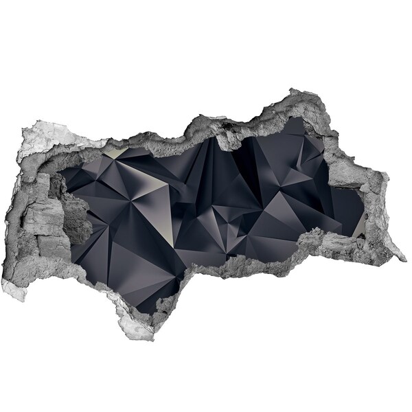 3D muursticker gescheurde muur Zwart, geometrische diepte