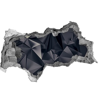 3D muursticker gescheurde muur Zwart, geometrische diepte