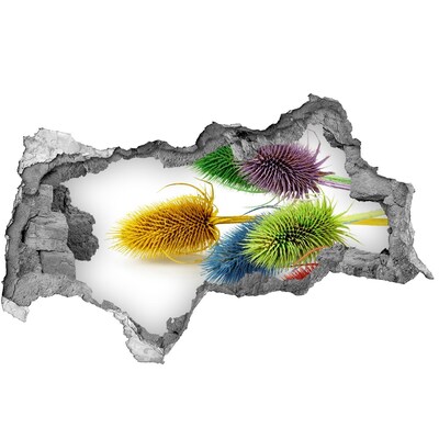 Wandsticker 3D doorkijk Bloemenexplosie in beton