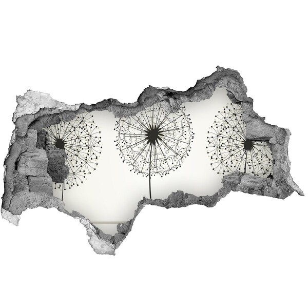 3D muursticker gescheurde muur Paardenbloemen tegen de muur