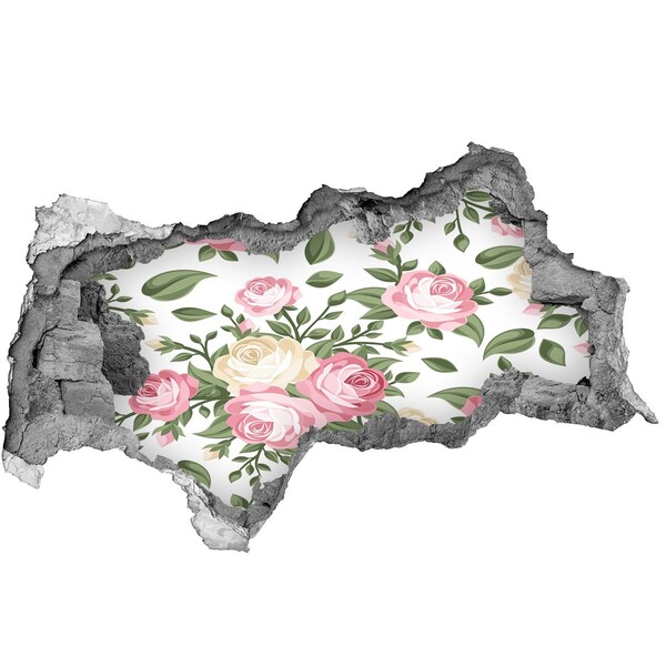 3D sticker gat in stenen muur Bloementuintje in de muur