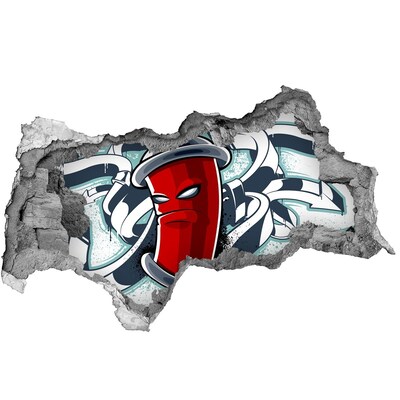 Foto zdjęcie dziura na ścianę Czerwony kubek z graffiti