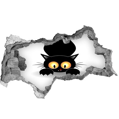 Zelfklevende 3D wandsticker illusie Kat en muis in het hol