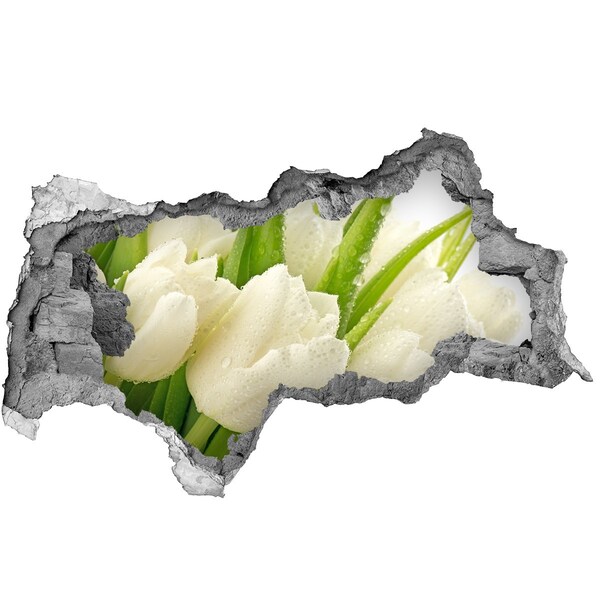 Zelfklevende 3D wandsticker illusie Tulpen in beton