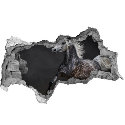 Wandsticker 3D doorkijk Wild paard op de vlucht