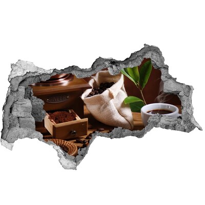 Naklejka 3D dziura na ścianę Kawa w domowym zaciszu