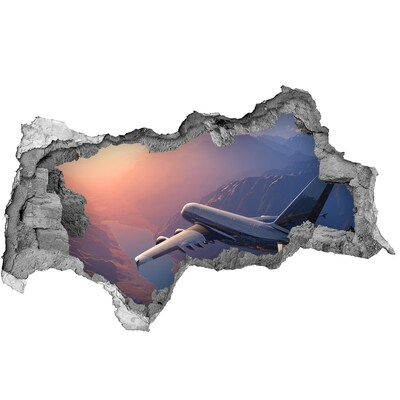 3D sticker gat in stenen muur Vlucht over de bergen