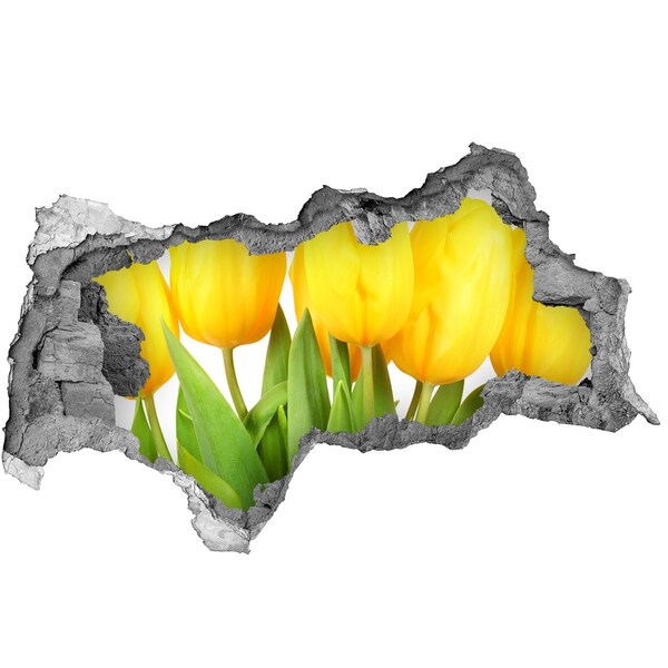 Zelfklevende 3D wandsticker illusie Tulpenbloemen in een gat in de muur