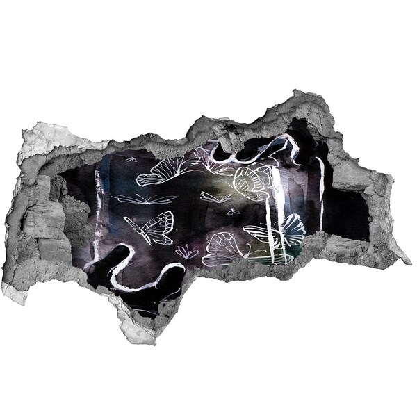 3D muursticker gescheurde muur Vlinders in een magische ruimte