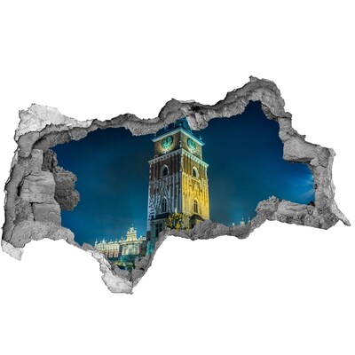 Zelfklevende 3D wandsticker illusie Klokkentoren in Krakau