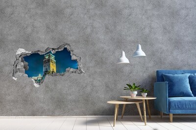 Zelfklevende 3D wandsticker illusie Klokkentoren in Krakau