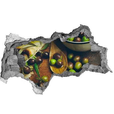 Wandsticker 3D doorkijk Olijven in de keuken