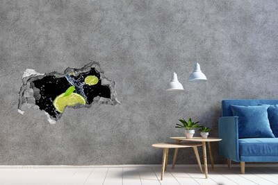 3D sticker gat in stenen muur Verfrissende citroencocktail