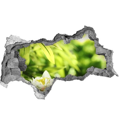 Wandsticker 3D doorkijk Een bloem in een groene tuin