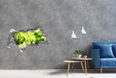 Wandsticker 3D doorkijk Een bloem in een groene tuin