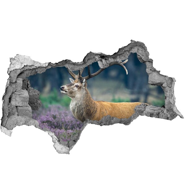 Wandsticker 3D doorkijk Hert in zijn natuurlijke leefomgeving