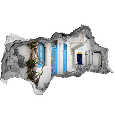 3D muursticker gescheurde muur De charmante straatjes van Griekenland