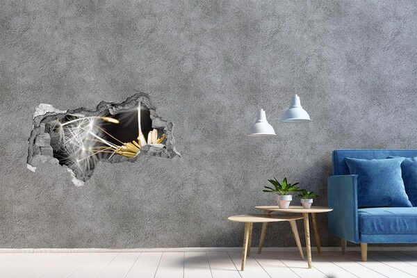 3D sticker gat in stenen muur Bloemendroom door een gat in de muur