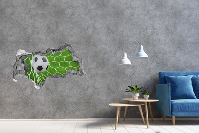 3D sticker gat in stenen muur Een doelpunt in het voetbal