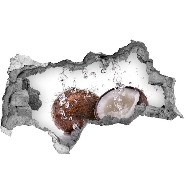 Zelfklevende 3D wandsticker illusie Kokosoase met een waterval