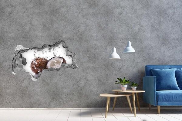 Zelfklevende 3D wandsticker illusie Kokosoase met een waterval