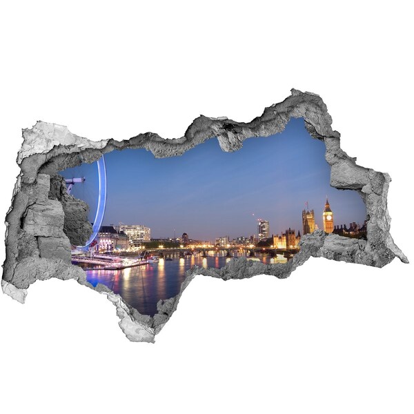 Wandsticker 3D doorkijk Uitzicht op Londen 's nachts