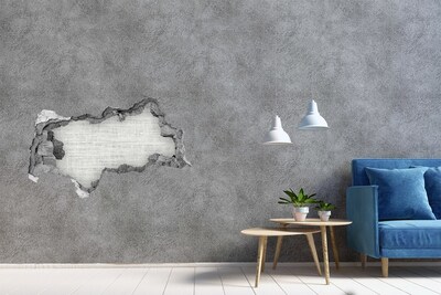3D sticker gat in stenen muur Een ingestorte muur die uitkijkt over de leegte.