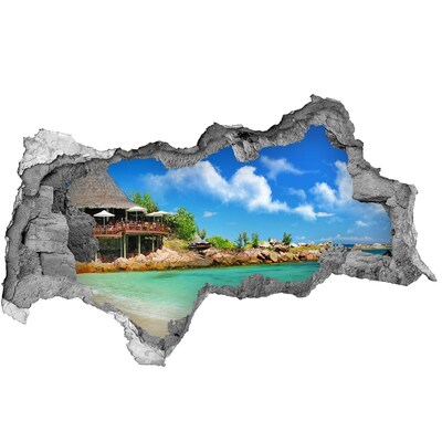 3D muursticker gescheurde muur Caribische oase van rust