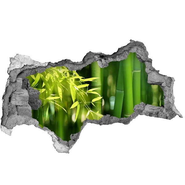 3D sticker gat in stenen muur Groen bamboebos