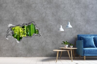 3D sticker gat in stenen muur Groen bamboebos
