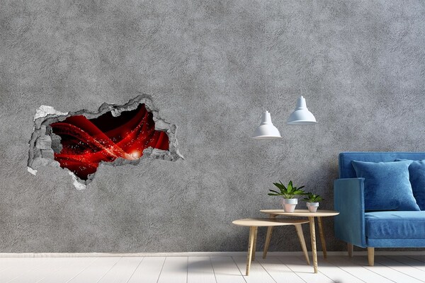 Zelfklevende 3D wandsticker illusie Rode werveling in beton