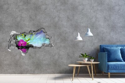 3D sticker gat in stenen muur Een oase van rust met een orchidee