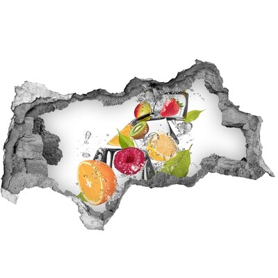 3D muursticker gescheurde muur Fruitcocktail met ijs.
