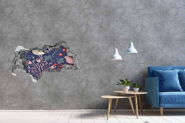Zelfklevende 3D wandsticker illusie Bloemenpatroon met uilen