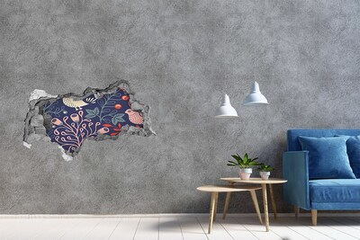 Zelfklevende 3D wandsticker illusie Bloemenpatroon met uilen