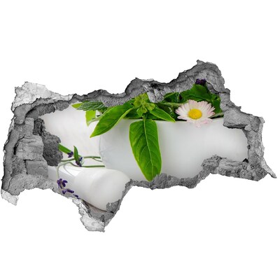 Naklejka 3D dziura na ścianę Zielona roślinność w uszkodzonej ścianie