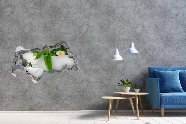 Naklejka 3D dziura na ścianę Zielona roślinność w uszkodzonej ścianie