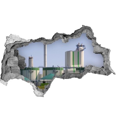 Fototapeta dziura na ścianę 3d Fabryka w tle