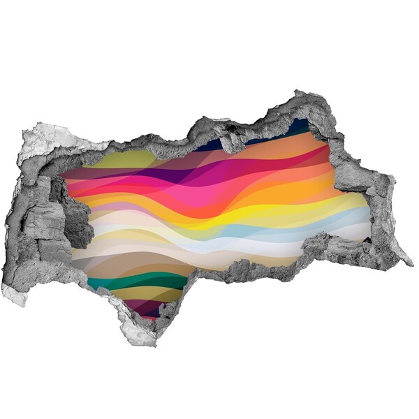 Dziura 3d fototapeta na ścianę Kolorowe fale na tle betonu