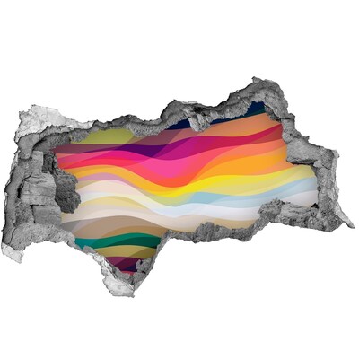 Dziura 3d fototapeta na ścianę Kolorowe fale na tle betonu